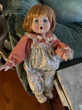 Heritage Mint Porcelain Baby Doll in Pink Outfit - Classic Kids Toy 1992